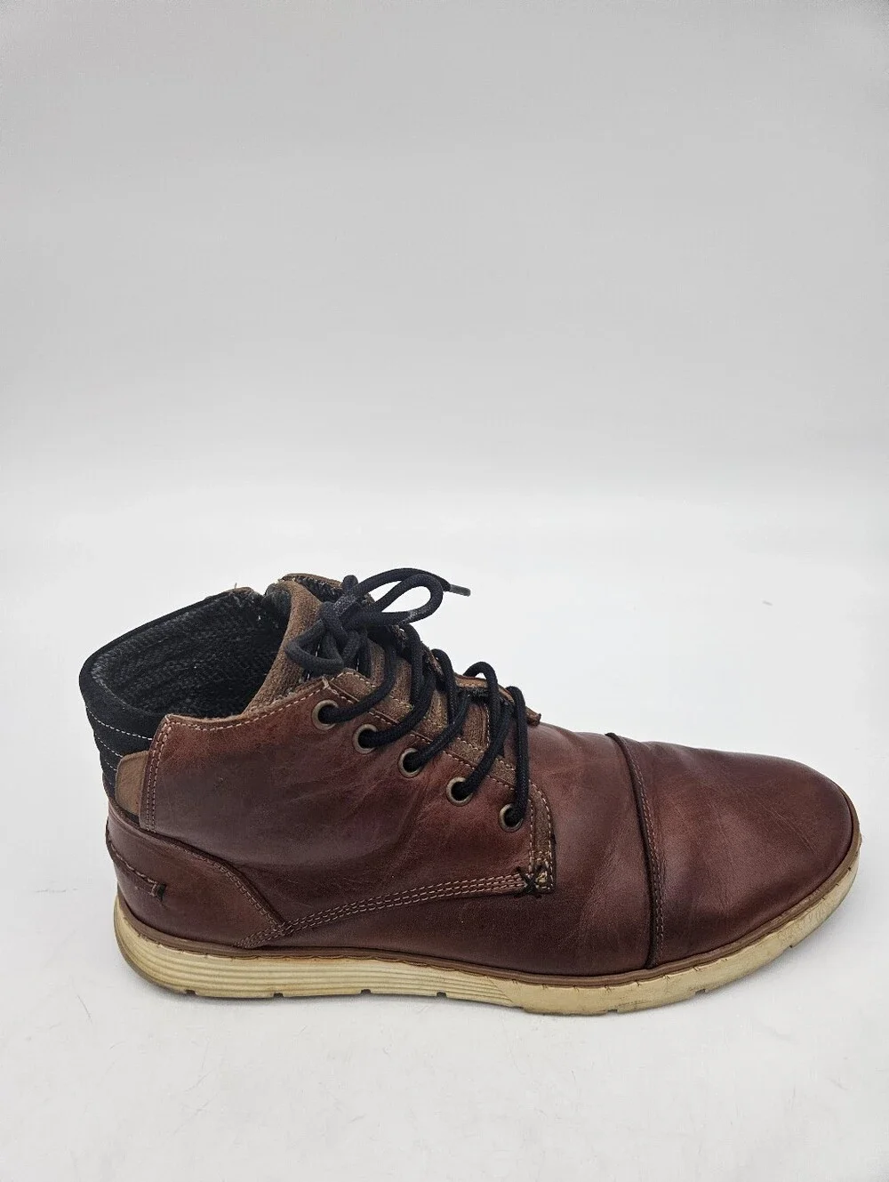 Bullboxer Adyn Chukka Brown Side Zipper Cap Toe Boot Mens Sz 10 made in Portugal